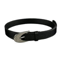 Full Grain Leather Belt Teardrop Wing Buckle Matte Silver Waist Belt
